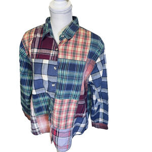 Vintage August Max Flannel Shirt Women's XL/1X Multicolor Mixed Plaid Patchwork